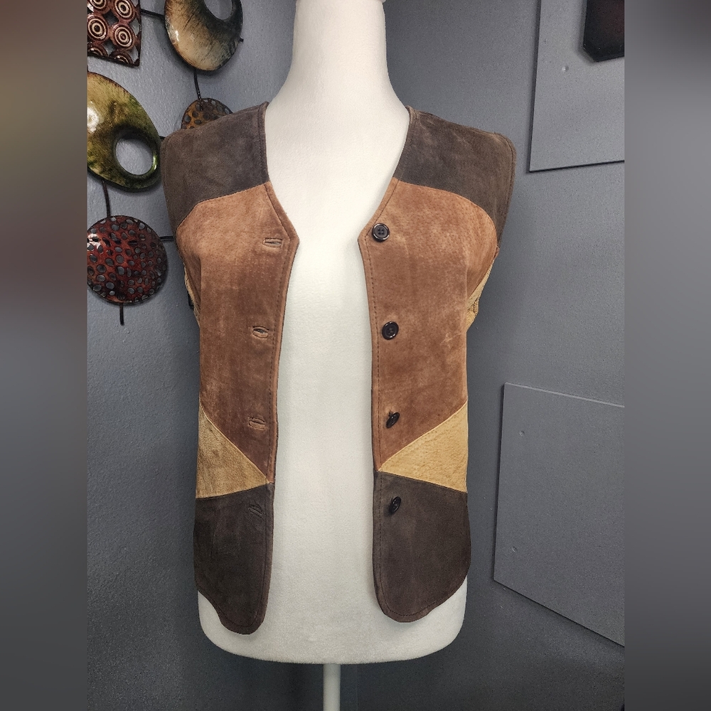 OUTBROOK Brown's 100% Leather Vest Sz M (8-10)